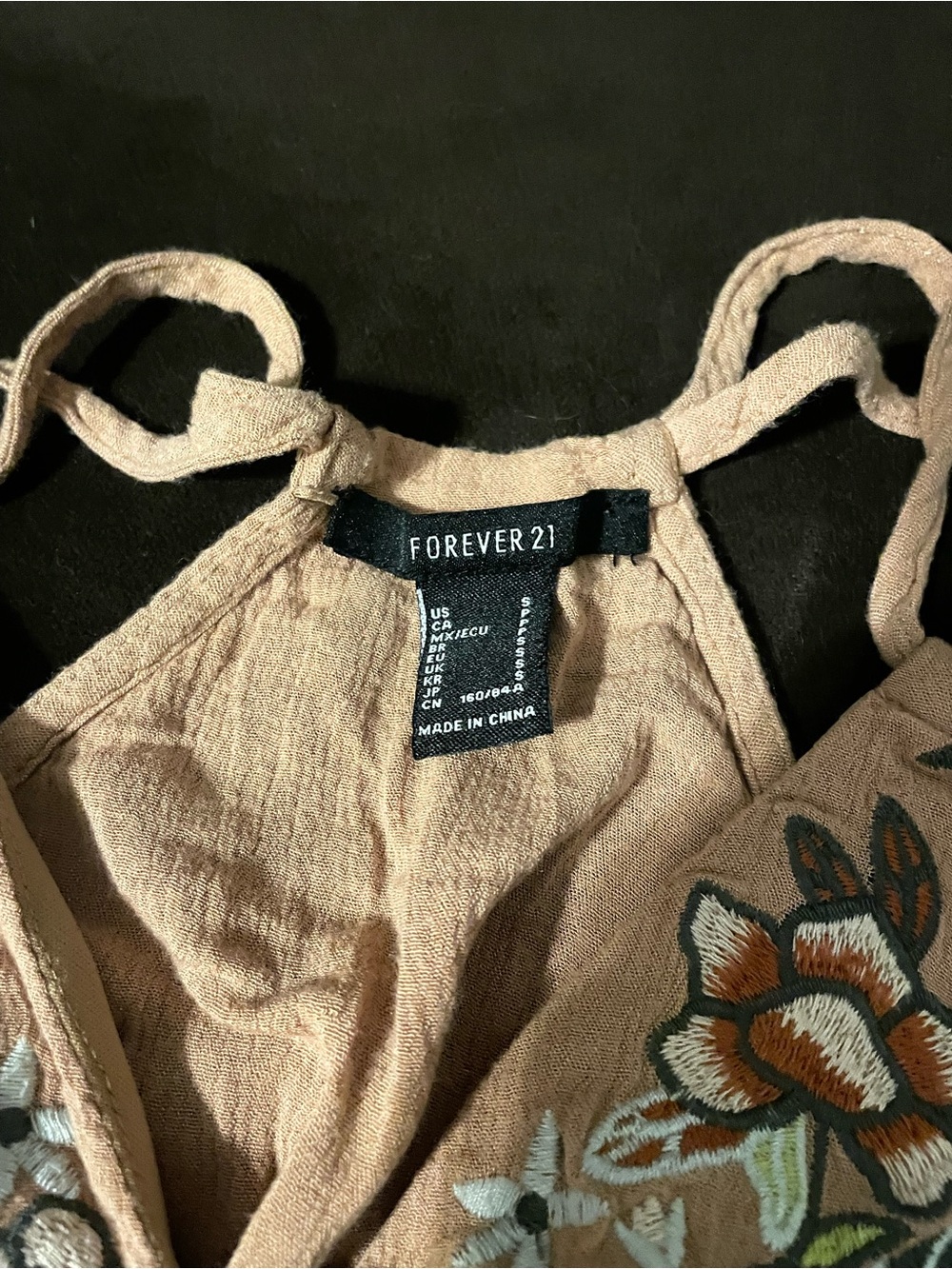 Forever 21 Mauve Pink Embroidered Halter Cami